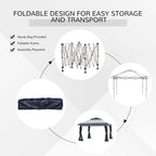 Outsunny 12' x 12' Pop Up Canopy Sun Shade Instant Tent Folding with Mesh Sidewall Netting, 3-Level Adjustable Height