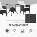 Outsunny 3 Pieces Patio PE Rattan Sofa Set, Outdoor Recliner Chairs Wood Grain plastic Top Coffee Table