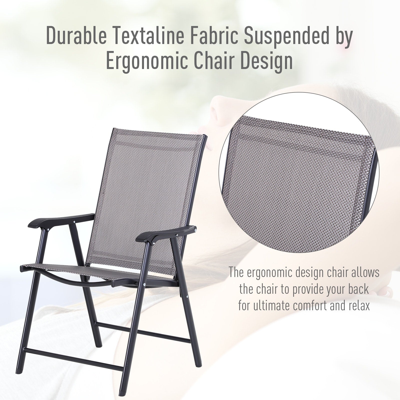 Outsunny 4-piece Folding Patio Chair Set with a Simple & Chic Design, Comfortable for the Deck, Garden, Yard & Travel