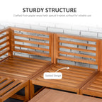 Outsunny 5 PCS L Shaped Patio Furniture Set, Wood Outdoor Sectional Sofa Conversation Set, Grey