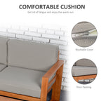 Outsunny 5 PCS L Shaped Patio Furniture Set, Wood Outdoor Sectional Sofa Conversation Set, Grey