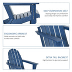 Outsunny Folding Adirondack Chair, HDPE Outdoor All Weather Plastic Lounge Beach Chairs for Patio Deck and Lawn Furniture