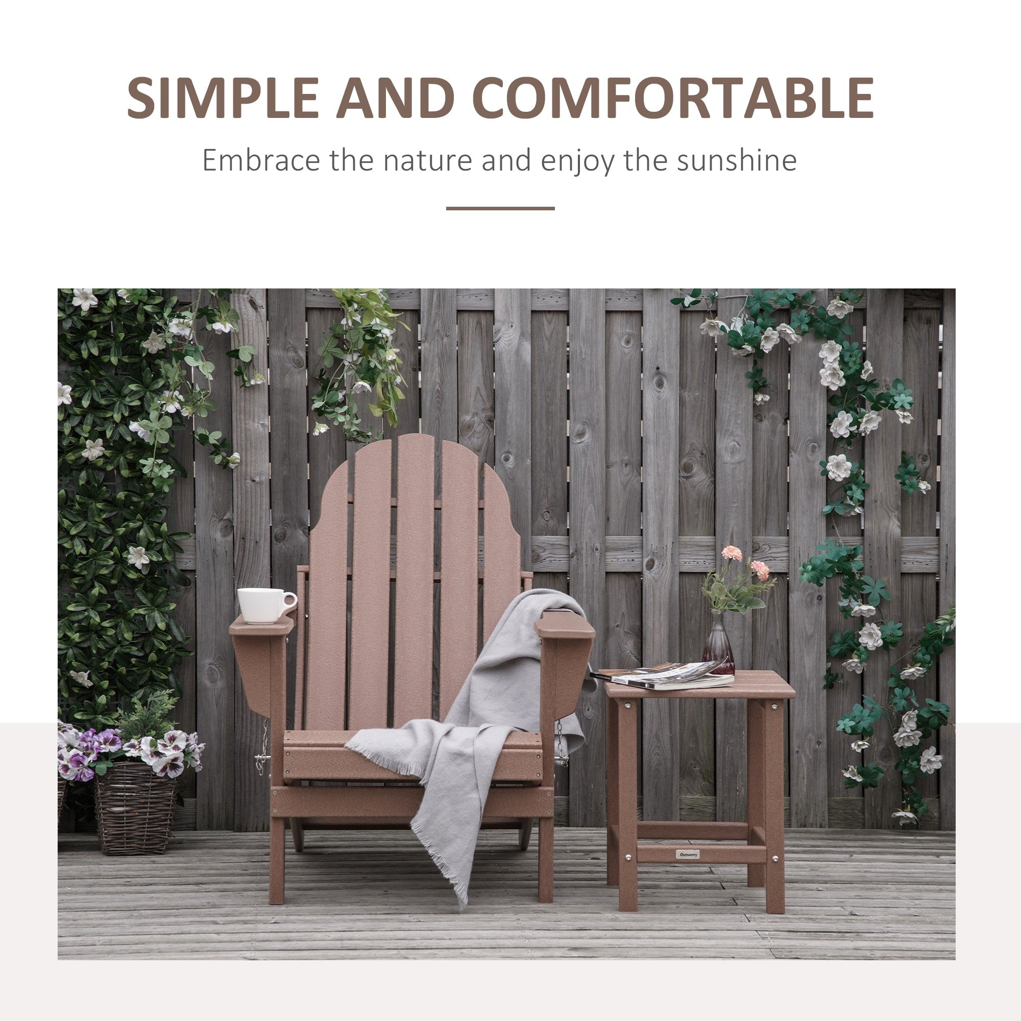Outsunny Folding Adirondack Chair, HDPE Outdoor All Weather Plastic Lounge Beach Chairs for Patio Deck and Lawn Furniture