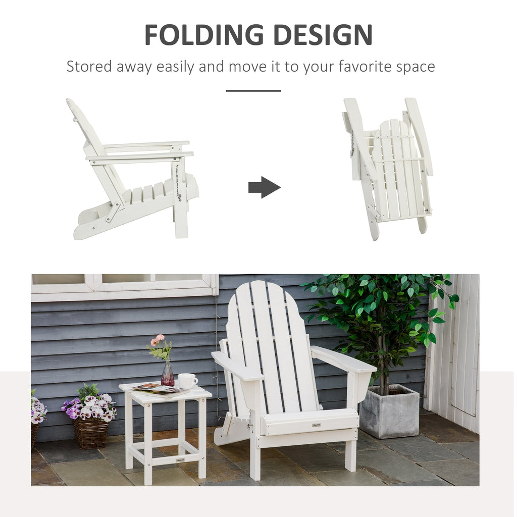 Outsunny Folding Adirondack Chair, HDPE Outdoor All Weather Plastic Lounge Beach Chairs for Patio Deck and Lawn Furniture