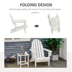 Outsunny Folding Adirondack Chair, HDPE Outdoor All Weather Plastic Lounge Beach Chairs for Patio Deck and Lawn Furniture