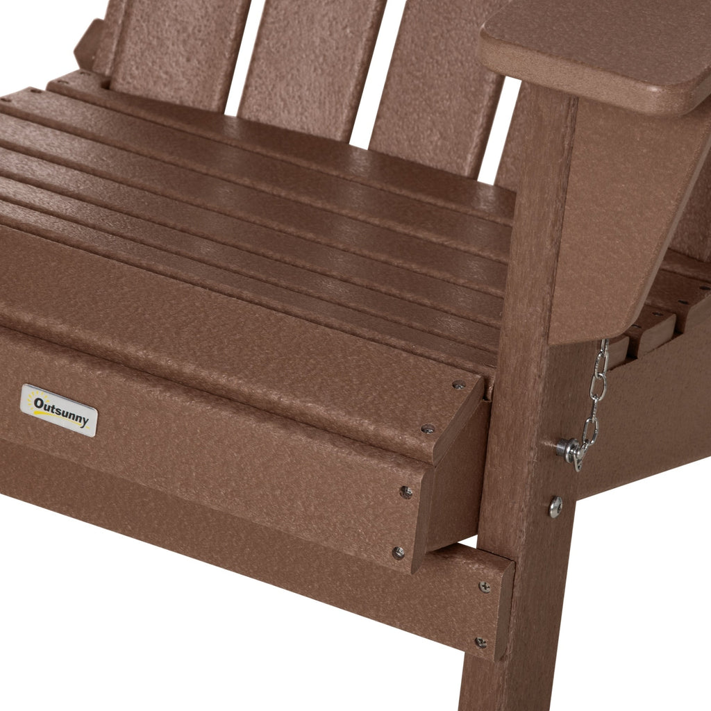 Outsunny Folding Adirondack Chair, HDPE Outdoor All Weather Plastic Lounge Beach Chairs for Patio Deck and Lawn Furniture