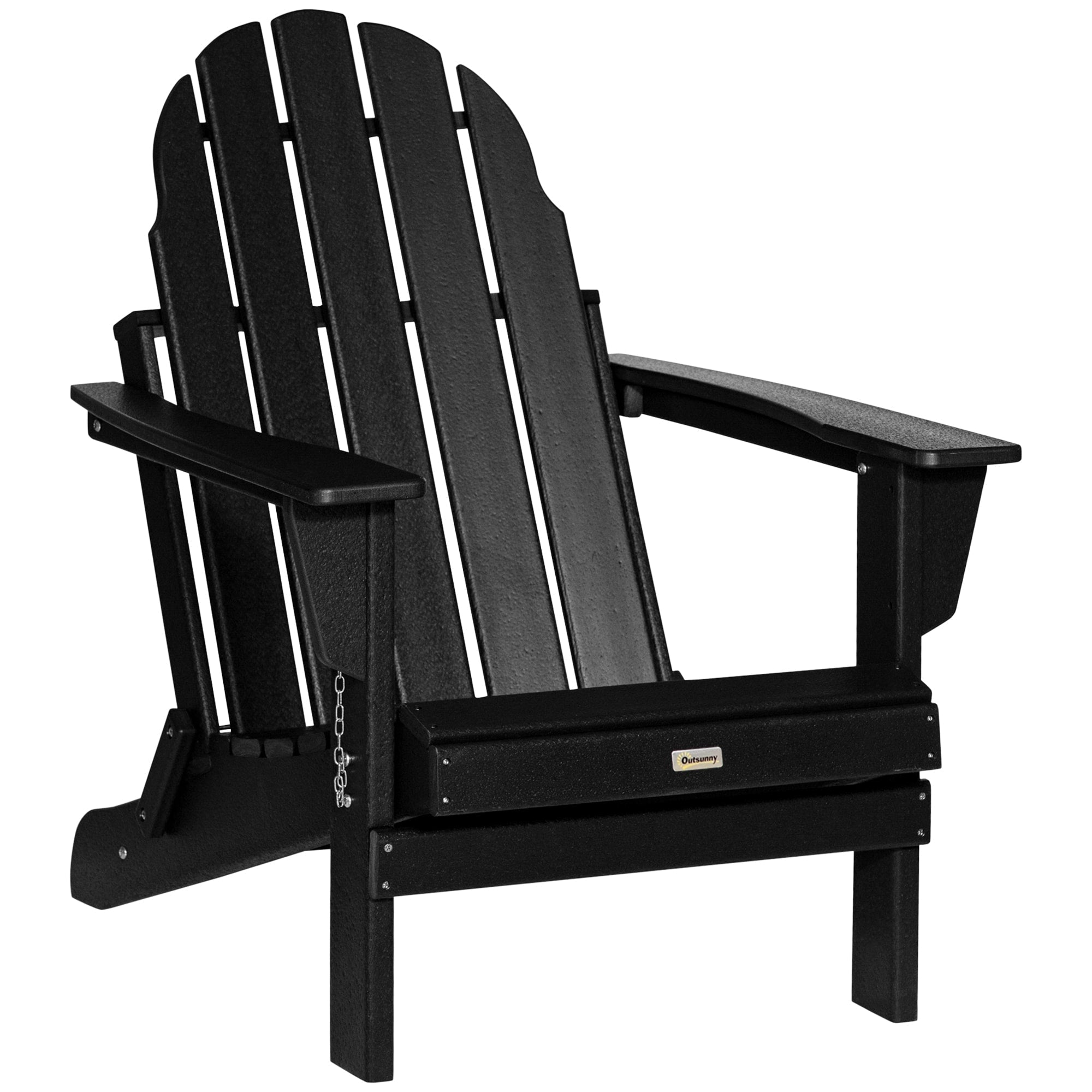 Outsunny Folding Adirondack Chair, HDPE Outdoor All Weather Plastic Lounge Beach Chairs for Patio Deck and Lawn Furniture