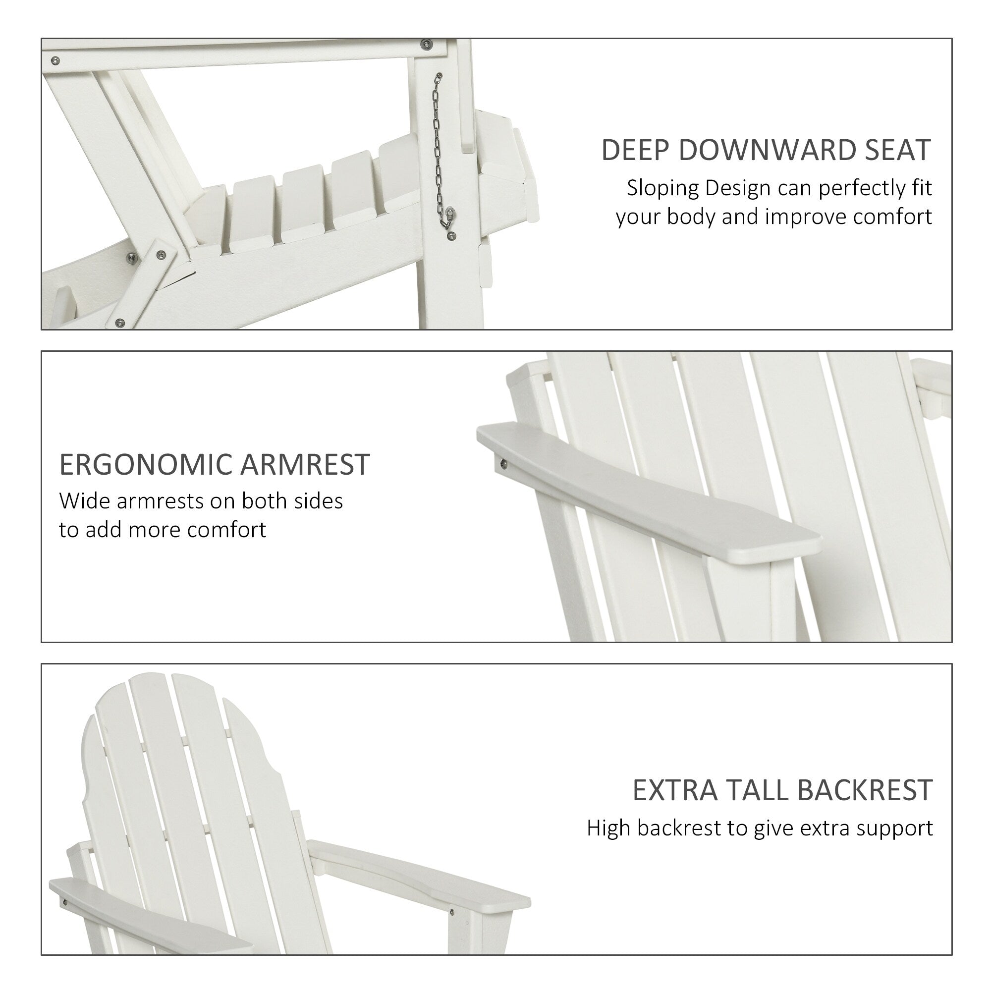 Outsunny Folding Adirondack Chair, HDPE Outdoor All Weather Plastic Lounge Beach Chairs for Patio Deck and Lawn Furniture