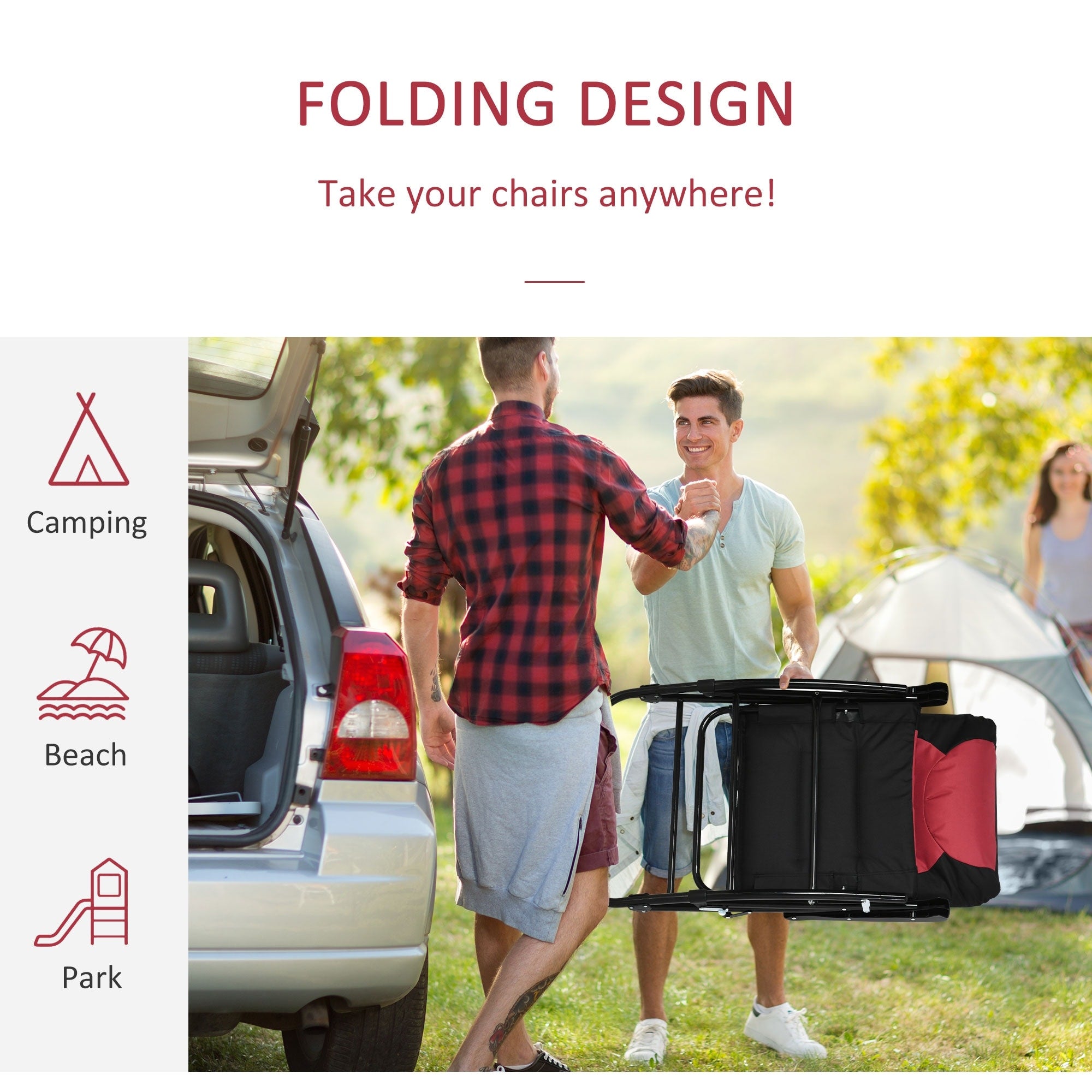 Outsunny Folding Rocking Chair Set with Padded Seat and Back, Pillow