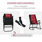 Outsunny Folding Rocking Chair Set with Padded Seat and Back, Pillow