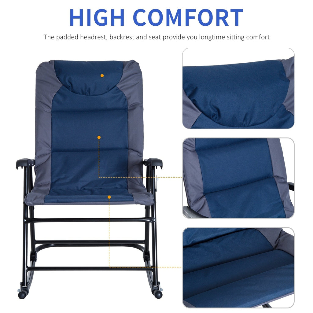 Outsunny Folding Rocking Chair Set with Padded Seat and Back, Pillow
