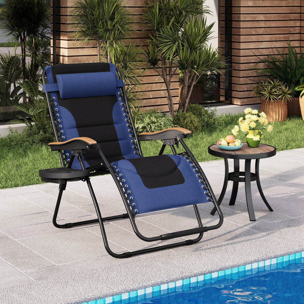 Oversize XL Padded Zero Gravity Lounge Chair Wider Armrest Adjustable Recliner with Cup Holder - N/A