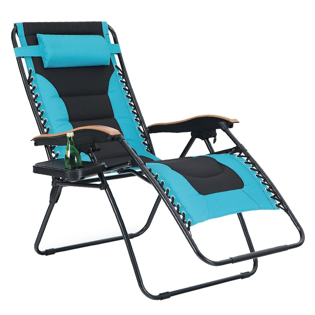 Oversize XL Padded Zero Gravity Lounge Chair Wider Armrest Adjustable Recliner with Cup Holder - N/A