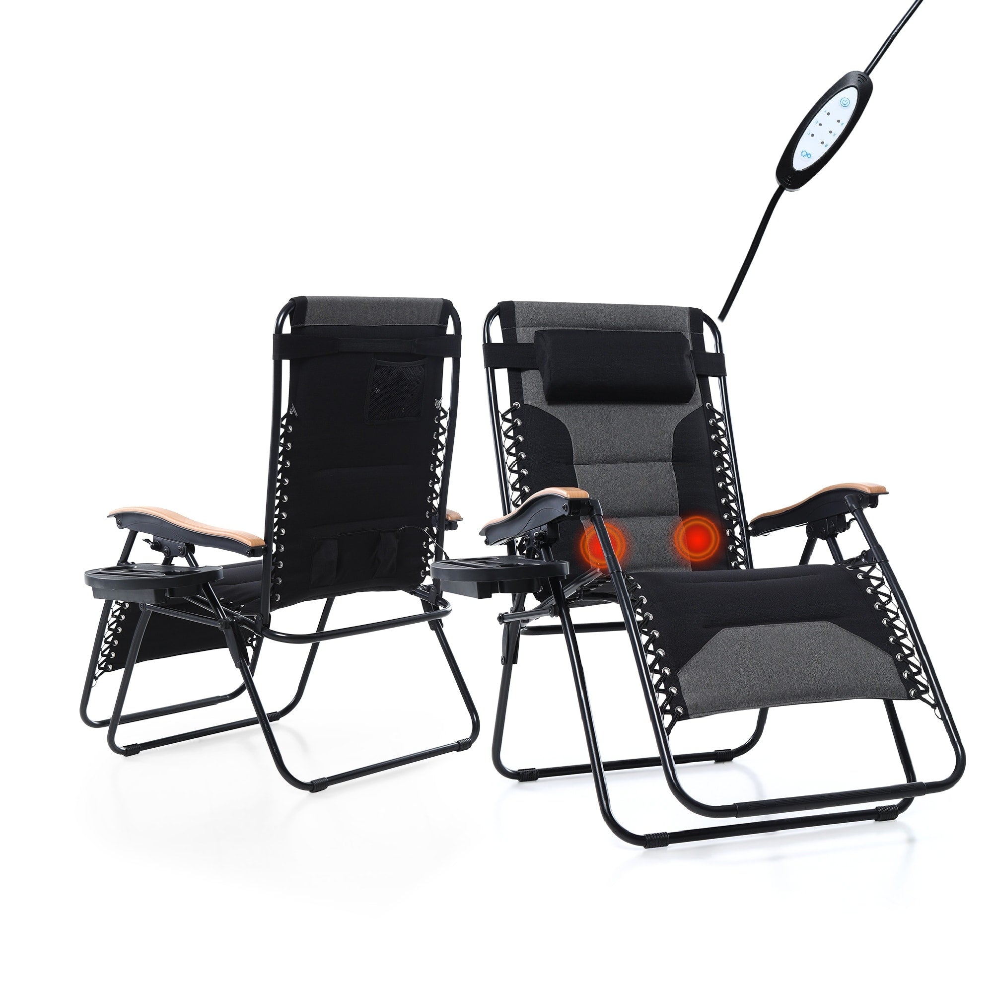 Oversize XL Padded Zero Gravity Lounge Chair Wider Armrest Adjustable Recliner with Cup Holder - N/A