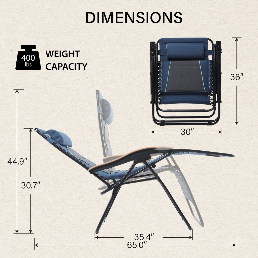 Oversize XL Padded Zero Gravity Lounge Chair Wider Armrest Adjustable Recliner with Cup Holder - N/A
