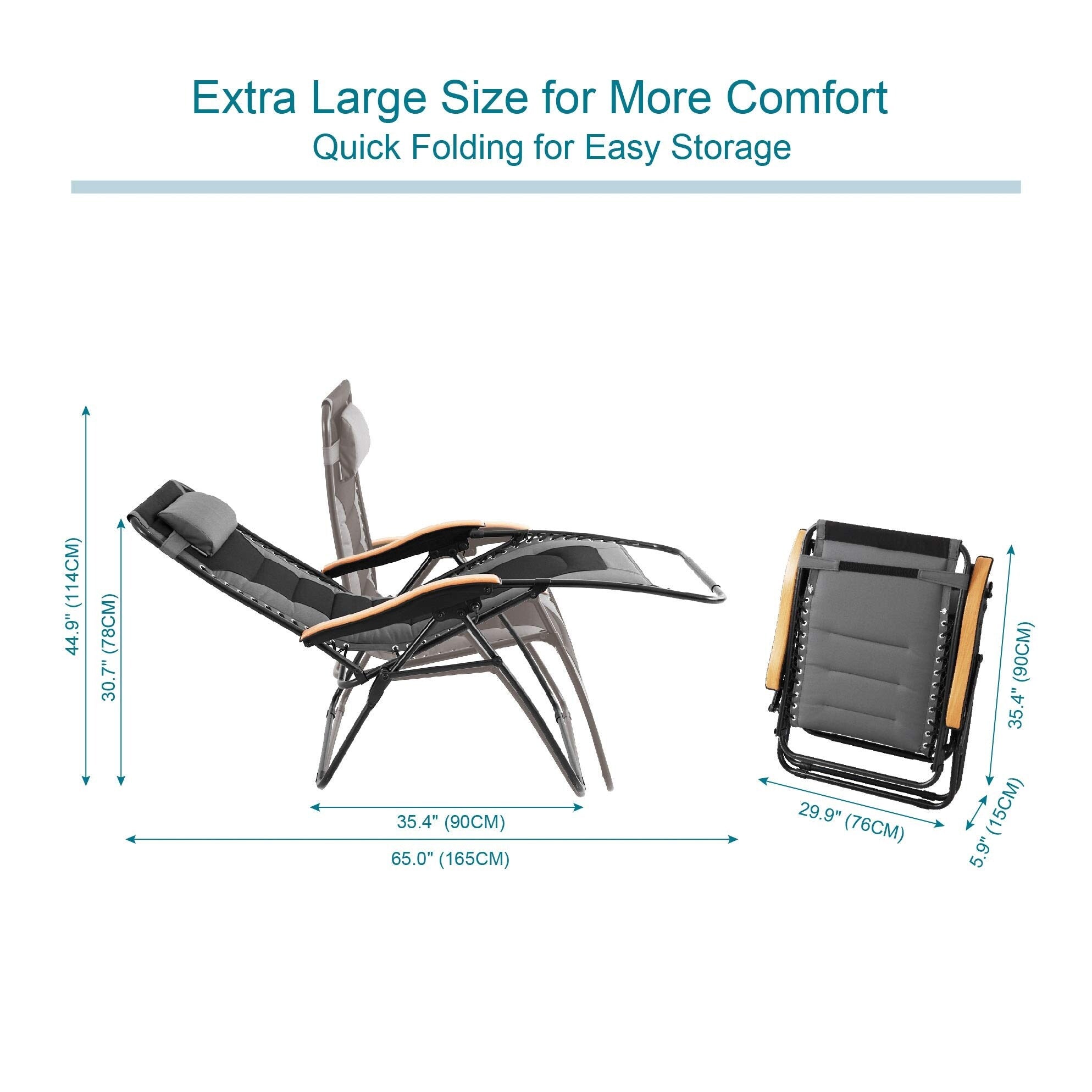 Oversize XL Padded Zero Gravity Lounge Chair Wider Armrest Adjustable Recliner with Cup Holder - N/A