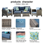 OVIOS 5-piece Patio Furniture Wicker Outdoor High-back Seating Set