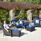 OVIOS 5-piece Patio Wicker High Back Conversation Set