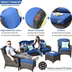 OVIOS 5-piece Patio Wicker High Back Conversation Set