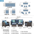 OVIOS 5-piece Patio Furniture Wicker Outdoor High-back Seating Set