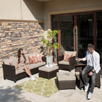 OVIOS 5-piece Patio Furniture Wicker Outdoor High-back Seating Set