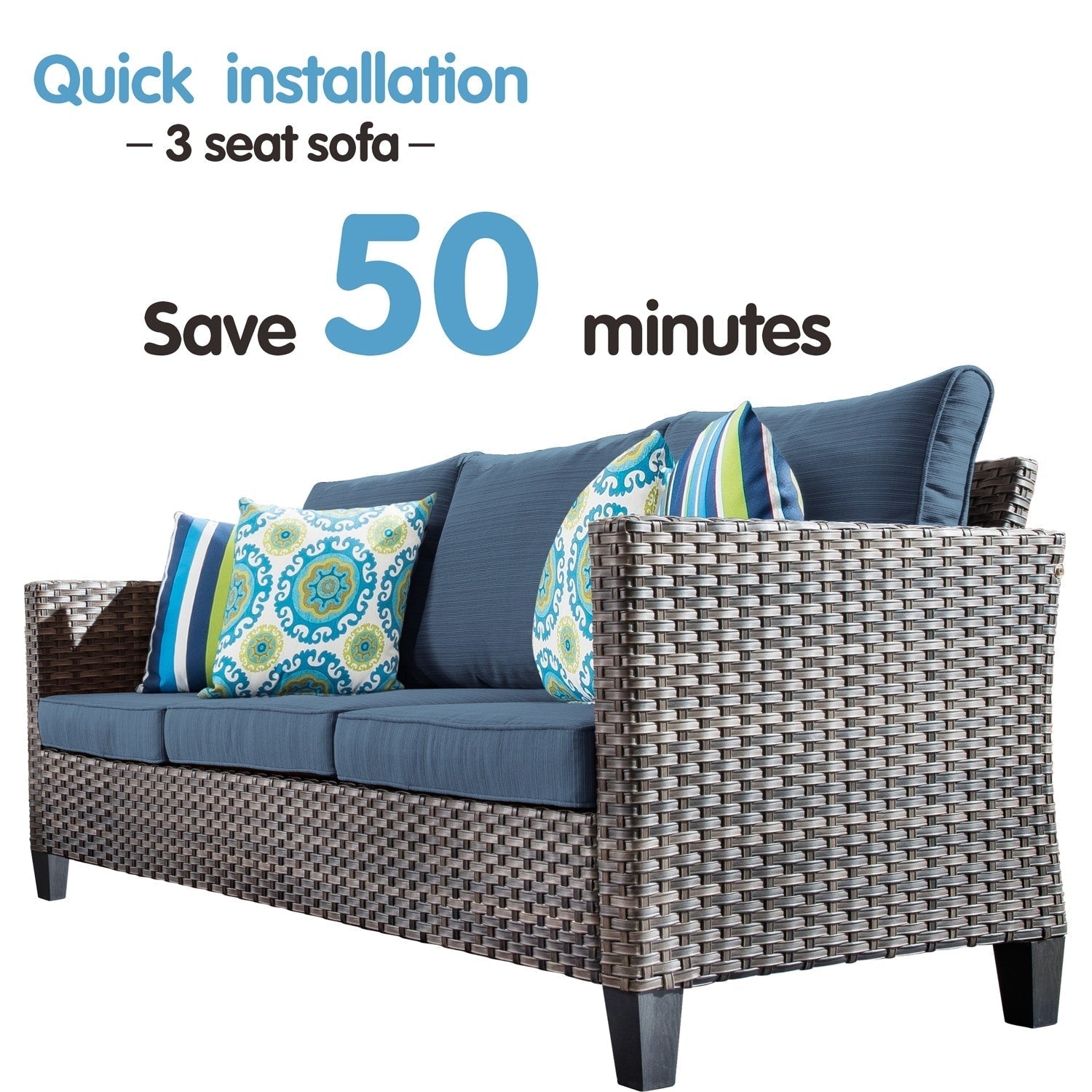 OVIOS 5-piece Patio Furniture Wicker Outdoor High-back Seating Set