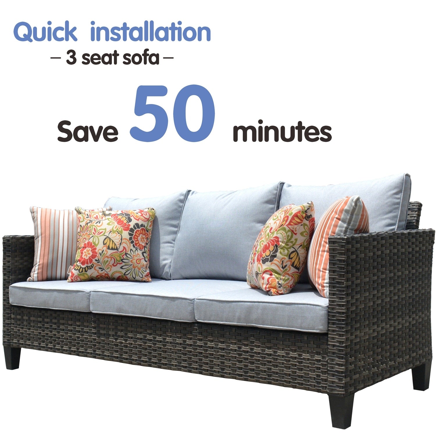 OVIOS 5-piece Patio Furniture Wicker Outdoor High-back Seating Set