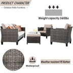 OVIOS 5-piece Patio Furniture Wicker Outdoor High-back Seating Set