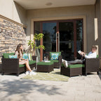 OVIOS 5-piece Patio Furniture Wicker Outdoor High-back Seating Set