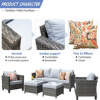 OVIOS 5-piece Patio Furniture Wicker Outdoor High-back Seating Set