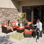OVIOS 5-piece Patio Furniture Wicker Outdoor High-back Seating Set
