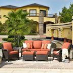 OVIOS 5-piece Patio Wicker High Back Conversation Set