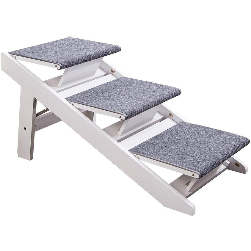 PAWLAND 2-in-1 Portable Folding Pet Stairs for Dogs, Cats, High Beds,Dog Steps, Easy Climb Pet Step Stool