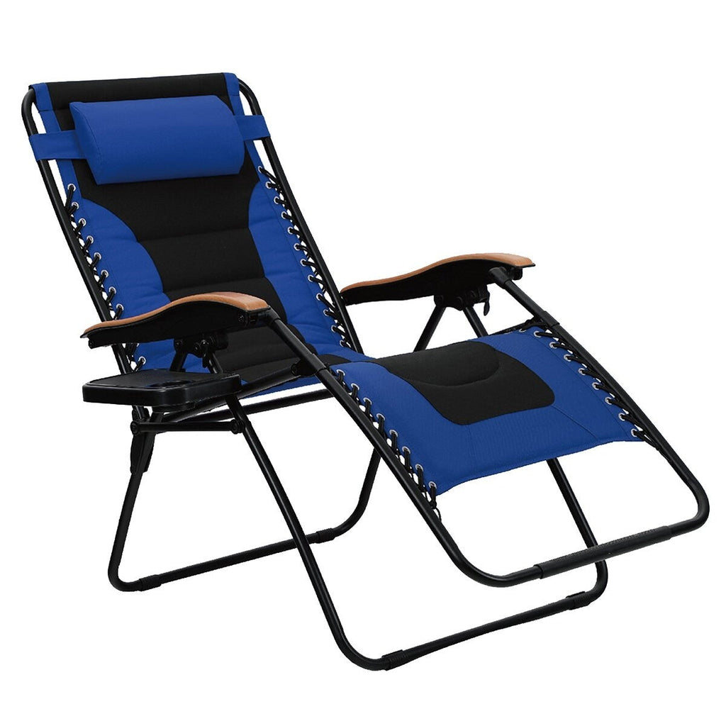 Oversize XL Padded Zero Gravity Lounge Chair Wider Armrest Adjustable Recliner with Cup Holder - N/A