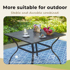MAISON ARTS 6-Piece Patio Dining Set with 10ft 3 Tier Auto-tilt Umbrella: 4 Metal Outdoor Chairs 1 Metal Square Dining Table