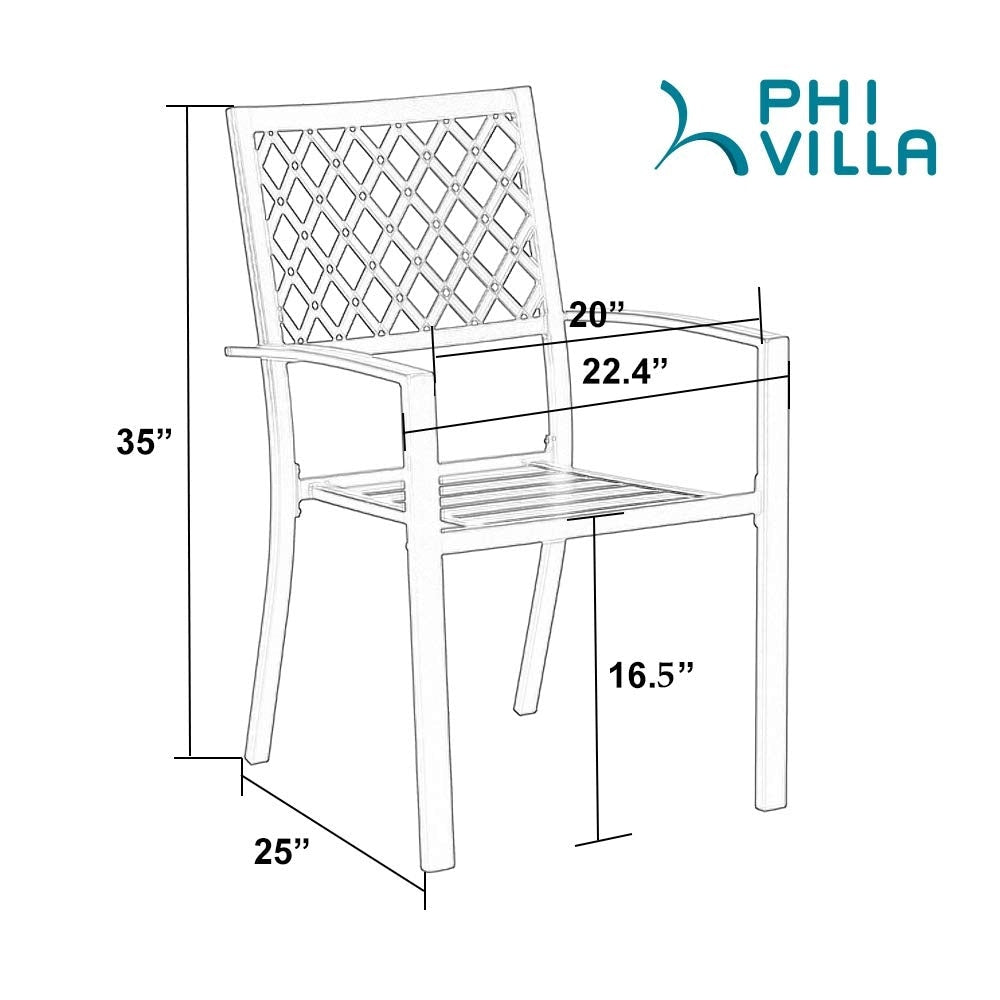 MAISON ARTS 6-Piece Patio Dining Set with 10ft 3 Tier Auto-tilt Umbrella: 4 Metal Outdoor Chairs 1 Metal Square Dining Table
