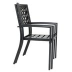 MAISON ARTS 6-Piece Patio Dining Set with 10ft 3 Tier Auto-tilt Umbrella: 4 Metal Outdoor Chairs 1 Metal Square Dining Table