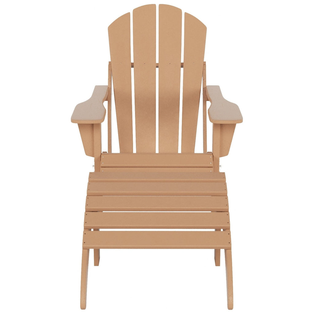 Polytrends Laguna Hdpe All Weather Outdoor Patio Foldable Adirondack Chair With Ottoman (2-Piece Set)