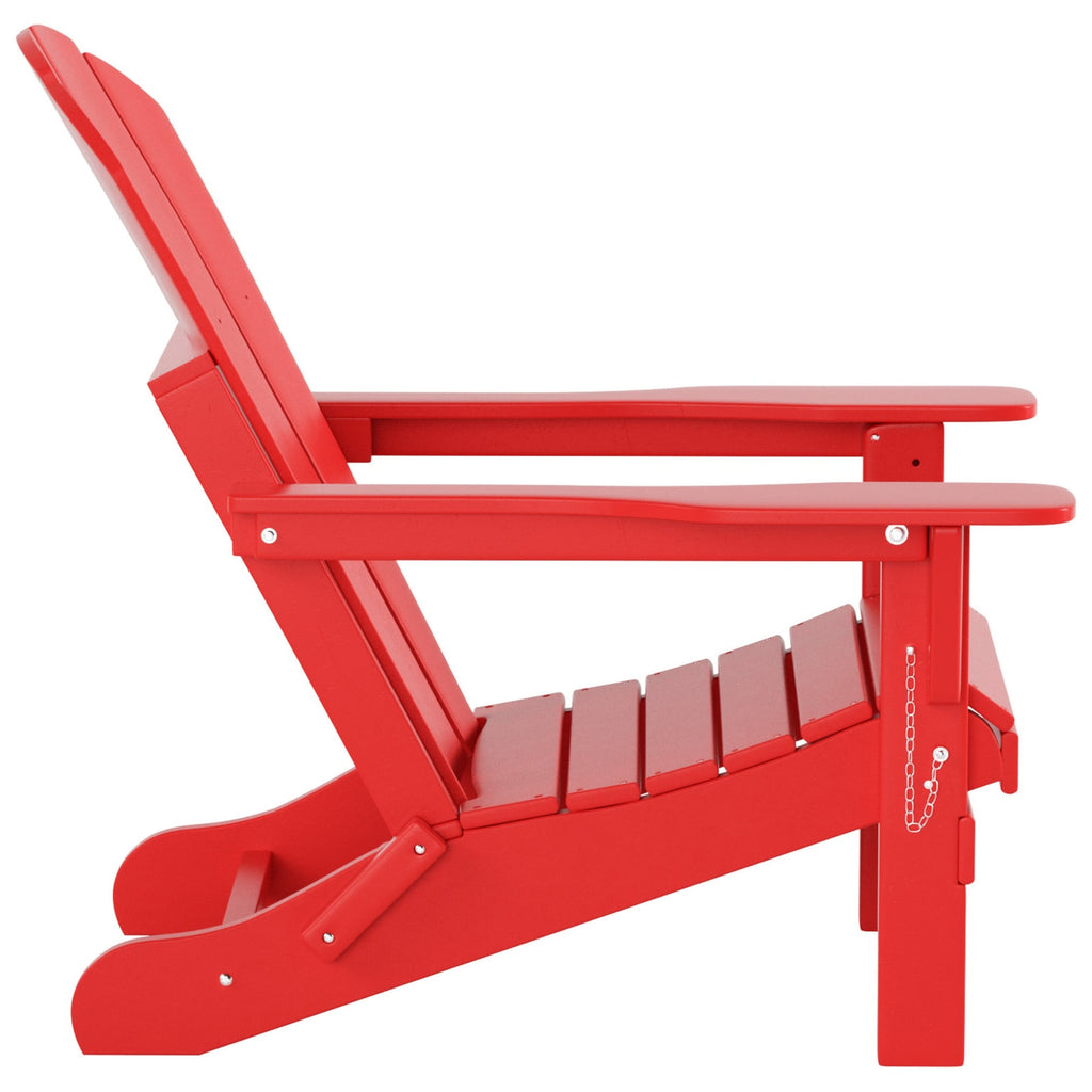 Polytrends Laguna Hdpe All Weather Outdoor Patio Foldable Adirondack Chair With Ottoman (2-Piece Set)