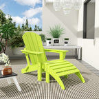 Polytrends Laguna Hdpe All Weather Outdoor Patio Foldable Adirondack Chair With Ottoman (2-Piece Set)