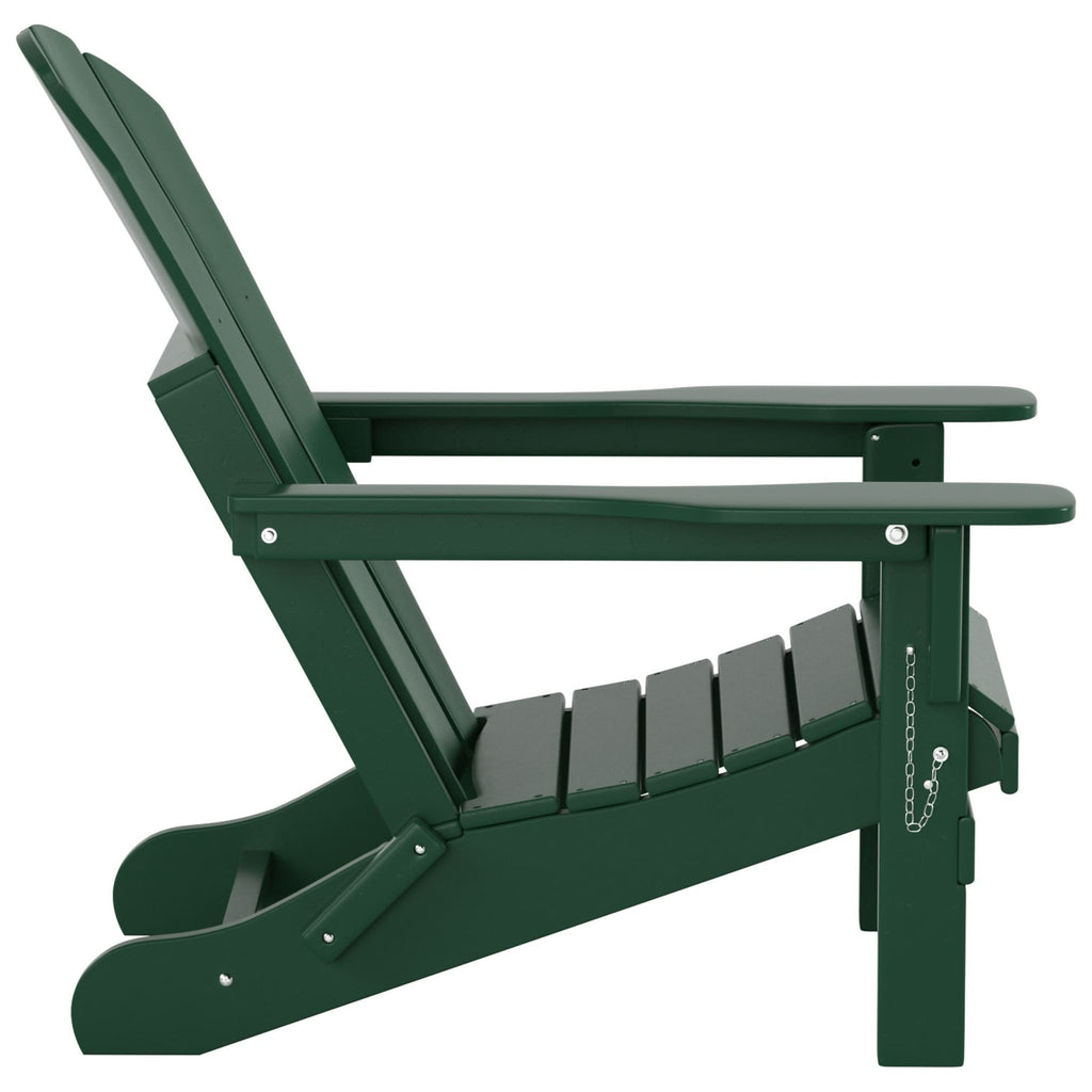 Polytrends Laguna Hdpe All Weather Outdoor Patio Foldable Adirondack Chair With Ottoman (2-Piece Set)