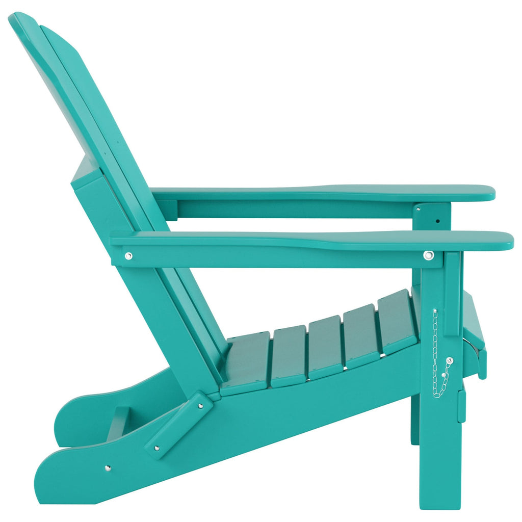 Polytrends Laguna Hdpe All Weather Outdoor Patio Foldable Adirondack Chair With Ottoman (2-Piece Set)