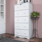 Palace Imports 100% Solid Wood 5-Jumbo Drawer Chest with Lock, Metal or Wooden Knobs