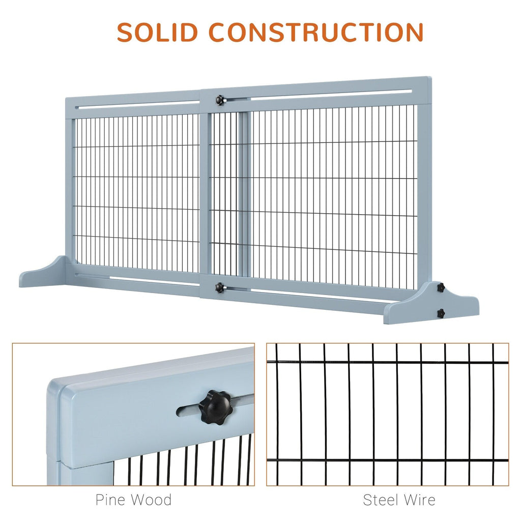 PawHut 72 Extra Wide Freestanding Pet Gate with Adjustable Length, Dog and Baby Small Gate for House, Doorway, Hallway, Grey