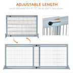 PawHut 72 Extra Wide Freestanding Pet Gate with Adjustable Length, Dog and Baby Small Gate for House, Doorway, Hallway, Grey
