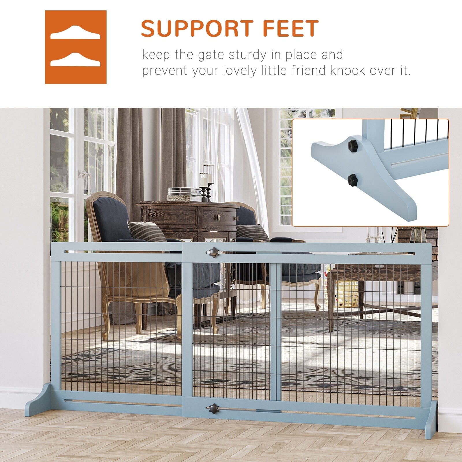 PawHut 72 Extra Wide Freestanding Pet Gate with Adjustable Length, Dog and Baby Small Gate for House, Doorway, Hallway, Grey