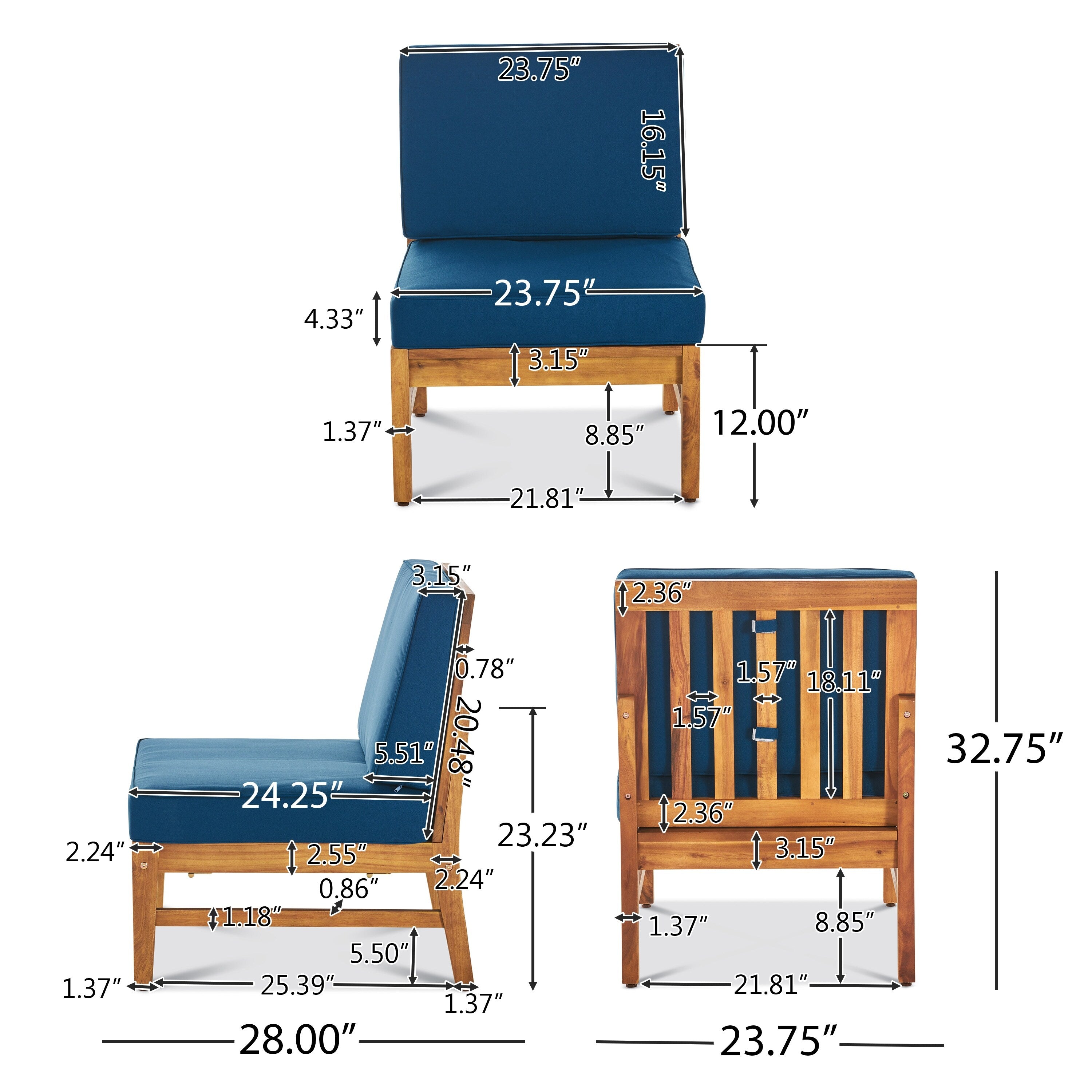 Perla Acacia Wood 7-piece Outdoor Chat Set by Christopher Knight Home