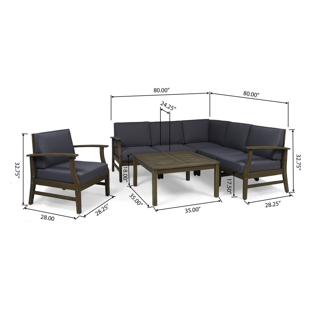 Perla Outdoor 7-piece Acacia Wood Sofa Set with Cushion by Christopher Knight Home