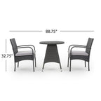 Peterson Outdoor 3-piece Wicker Bistro Set with Cushions by Christopher Knight Home