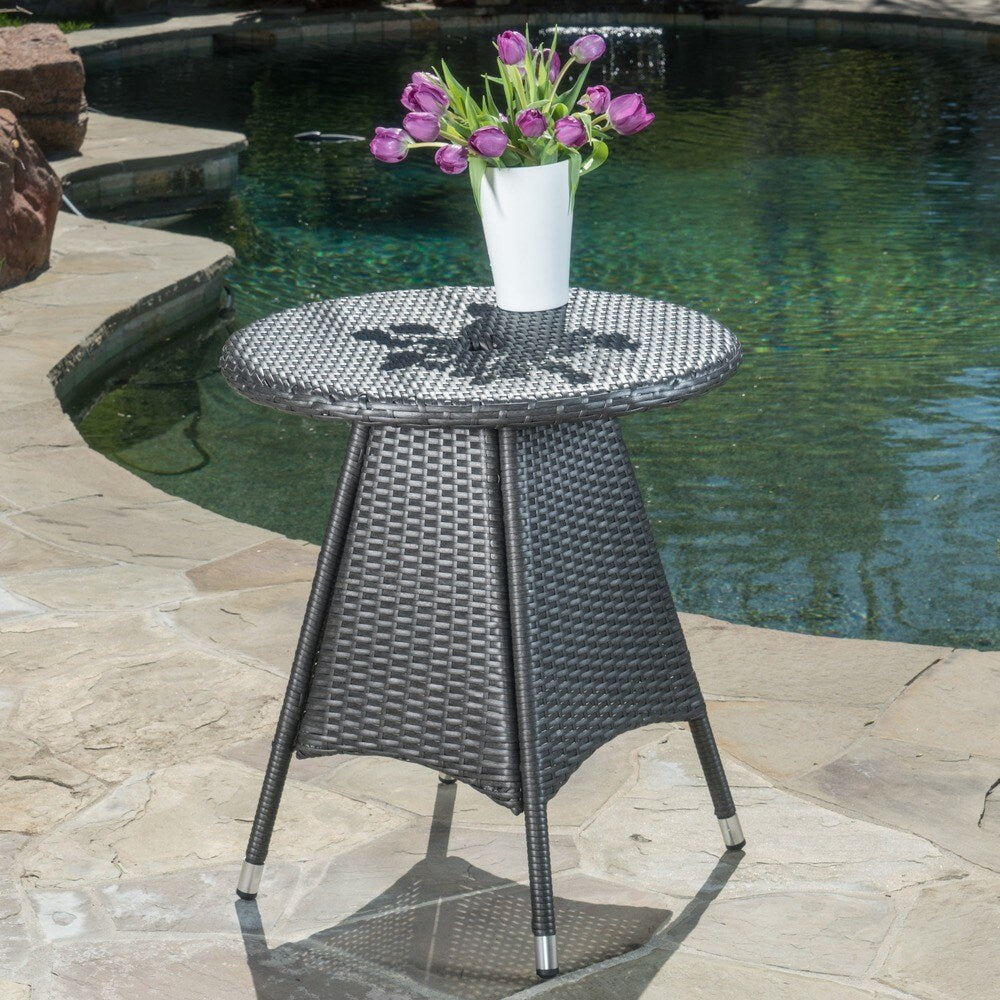 Peterson Outdoor 3-piece Wicker Bistro Set with Cushions by Christopher Knight Home